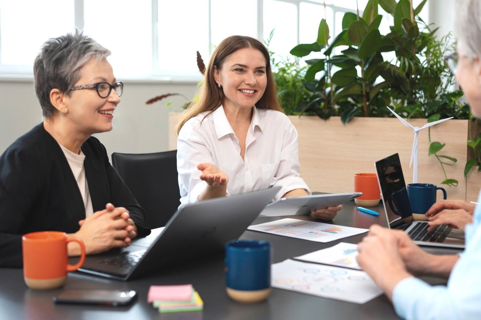 Business professionals collaborating on financial strategy